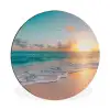 Zonsondergang - Strand - Zee - Zomer - Blauw Wandcirkel aluminium klein -3d