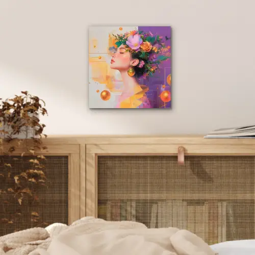 Abstract - Vrouw - Bloemenkroon - Goud aluminium wit klein -sfeer3