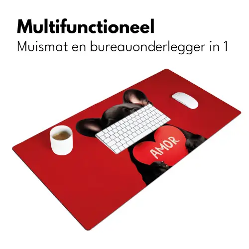 Amor - Hond  - Hartje - Rood Muismat XXL klein -sfeer4