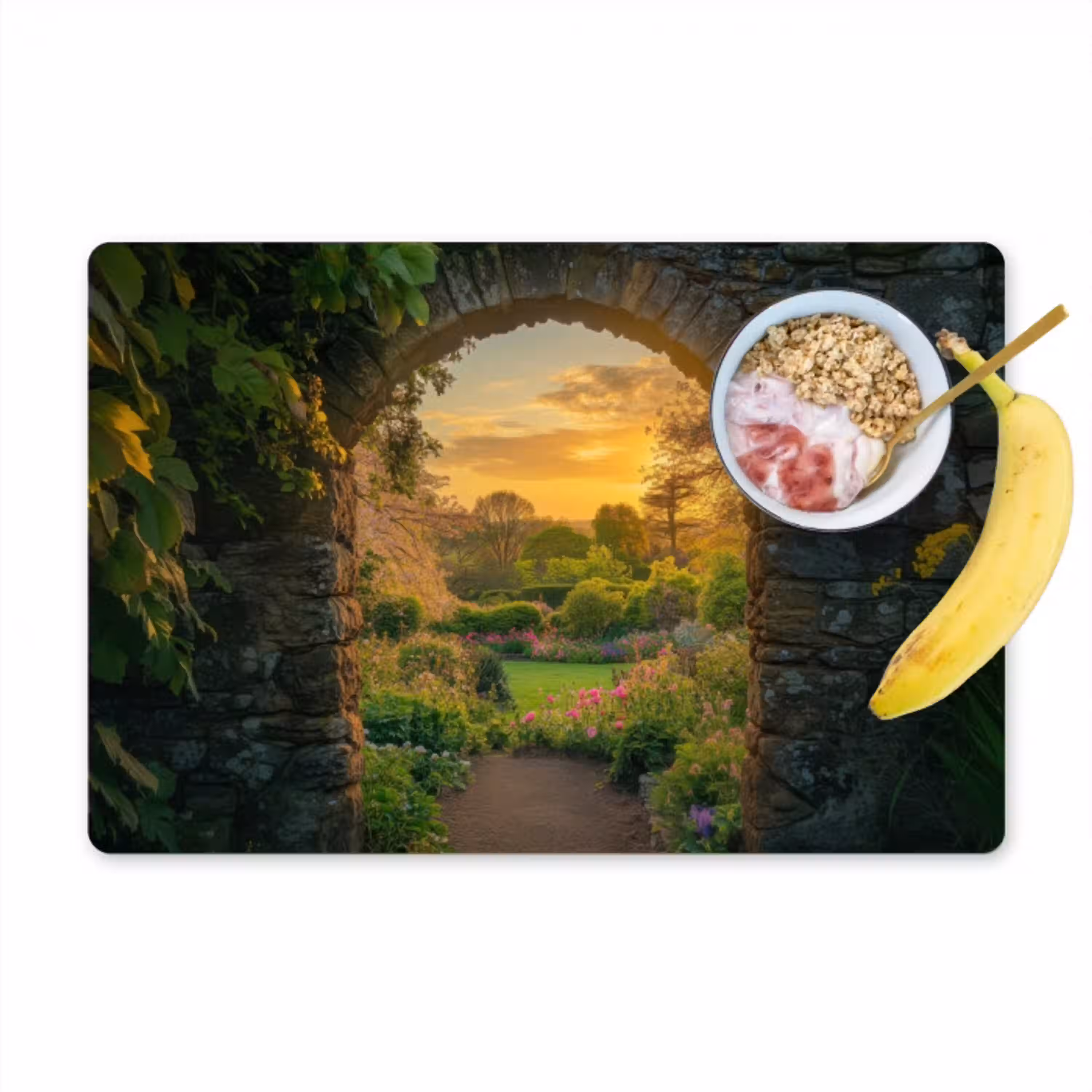 Poort - Planten - Zonsondergang Placemat vinyl groot -zzzproduct_Kitchenyeah-website