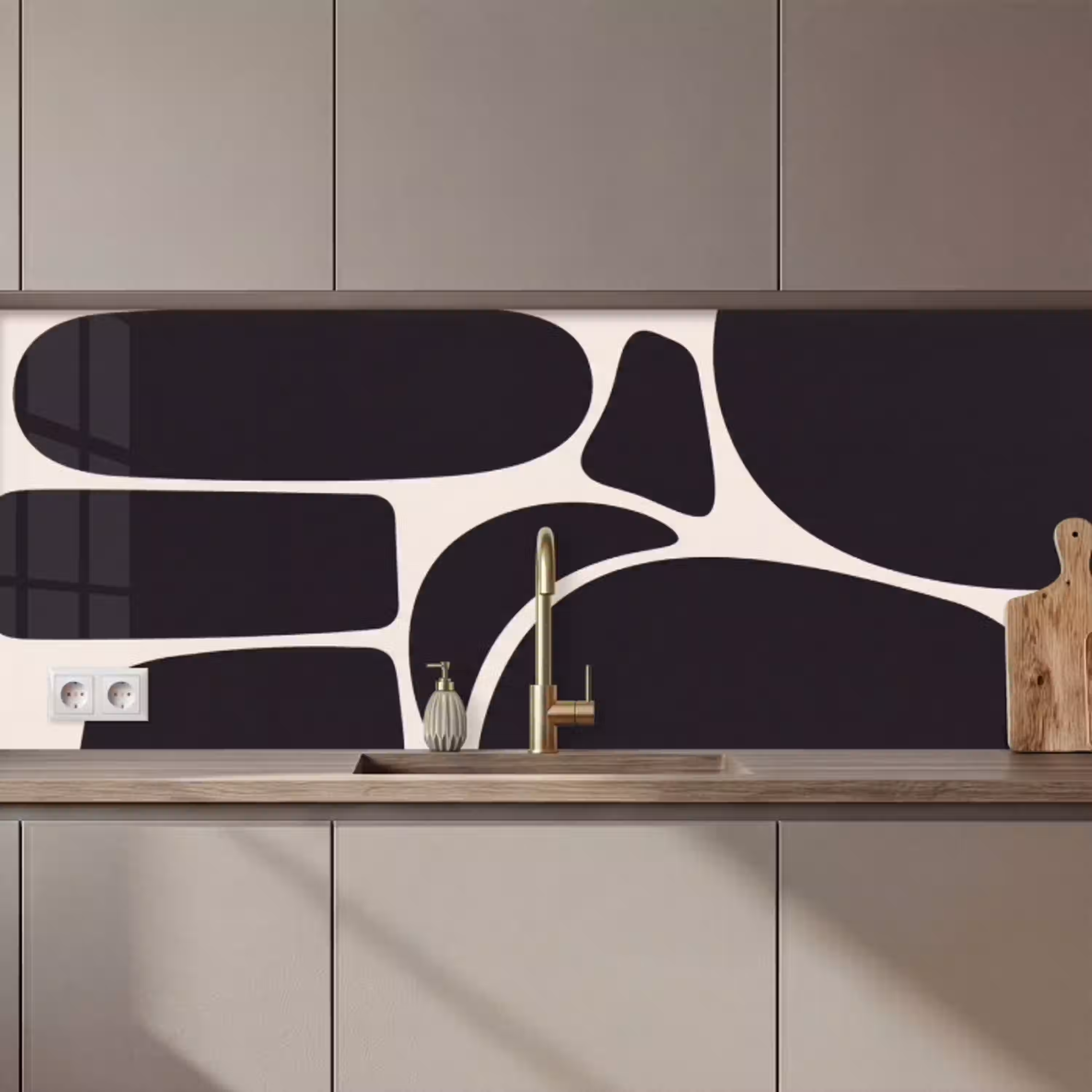 Patroon - Organisch - Zwart keuken achterwand 2 middel zz_3dshopping
