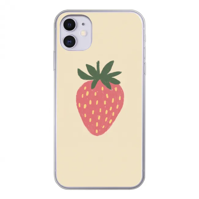 Aardbei - Minimalistisch - Rood - Fruit Telefoonhoesje iPhone 11 klein -3d