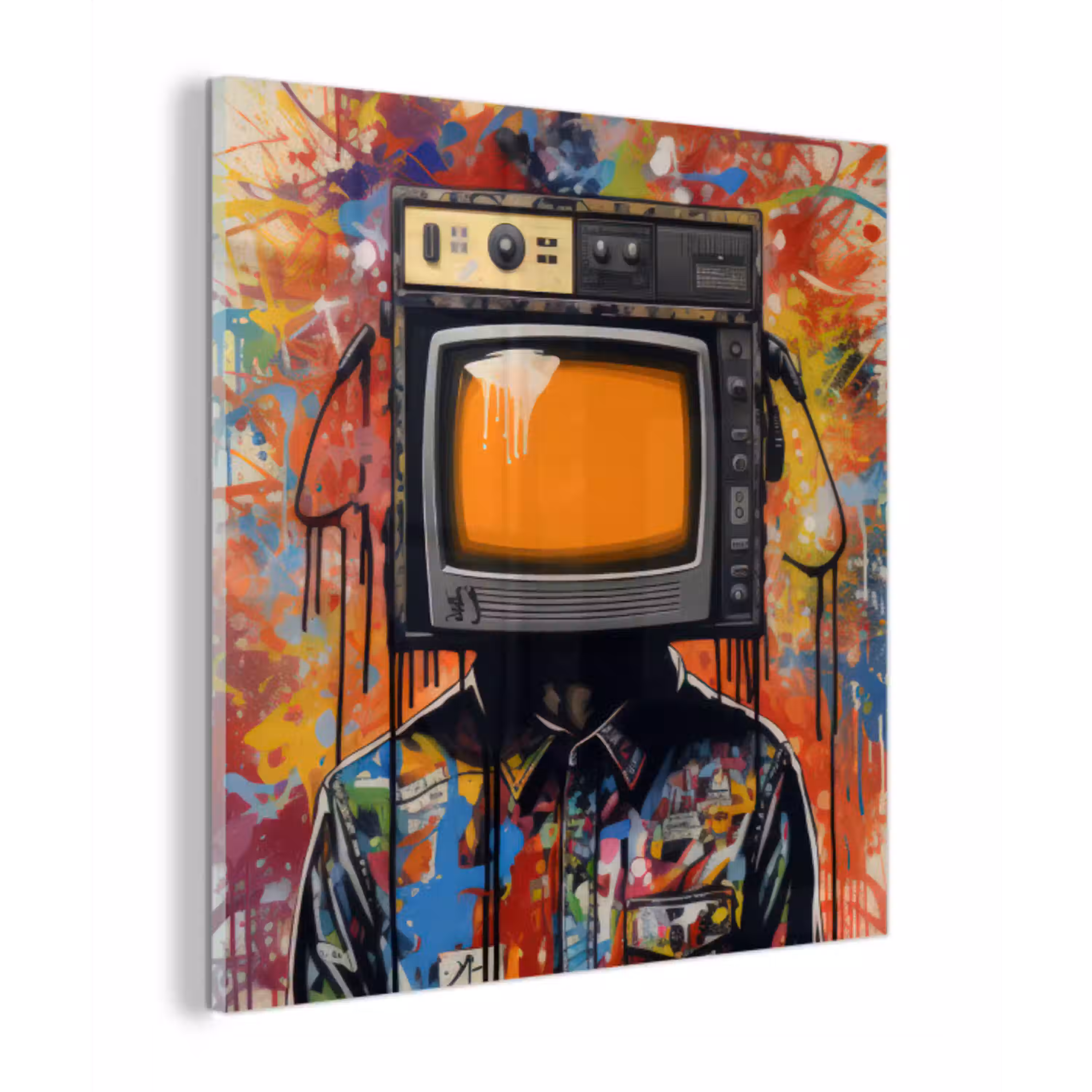 Televisie - Graffiti - Mens - Kleuren plexiglas 5mm klein -z3d