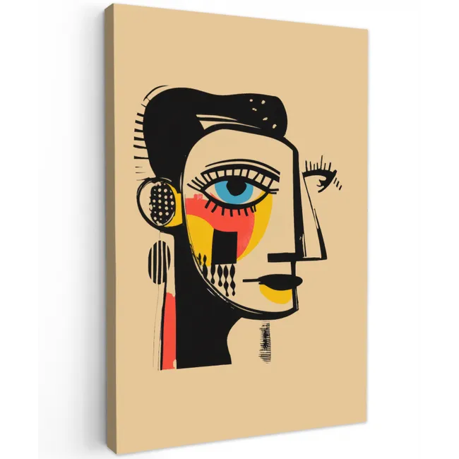 Geometrisch - Felle kleuren - Kubistische stijl canvas 2cm klein -z3d