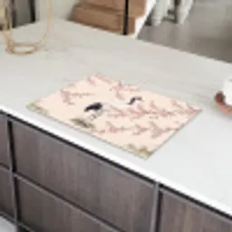 Aziatisch - Kraanvogel - Beige Inductie beschermer vinyl 3mm klein -sfeer8