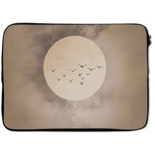 Vogel - Beige - Japandi laptophoes neopreen klein -zkaufland3dotto