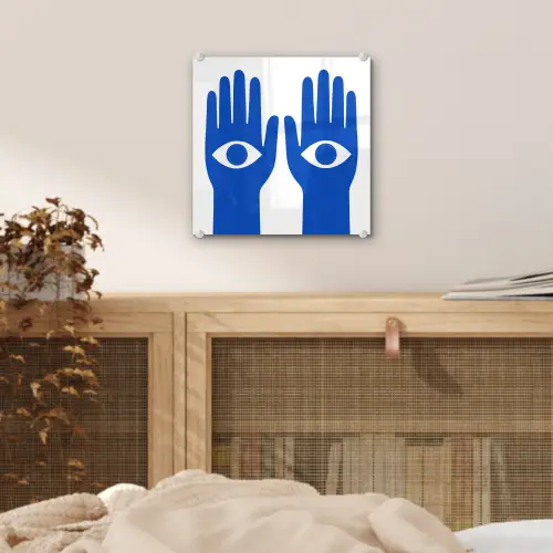 Handen - Twee - Ogen - Blauw plexiglas 5mm klein -sfeer4