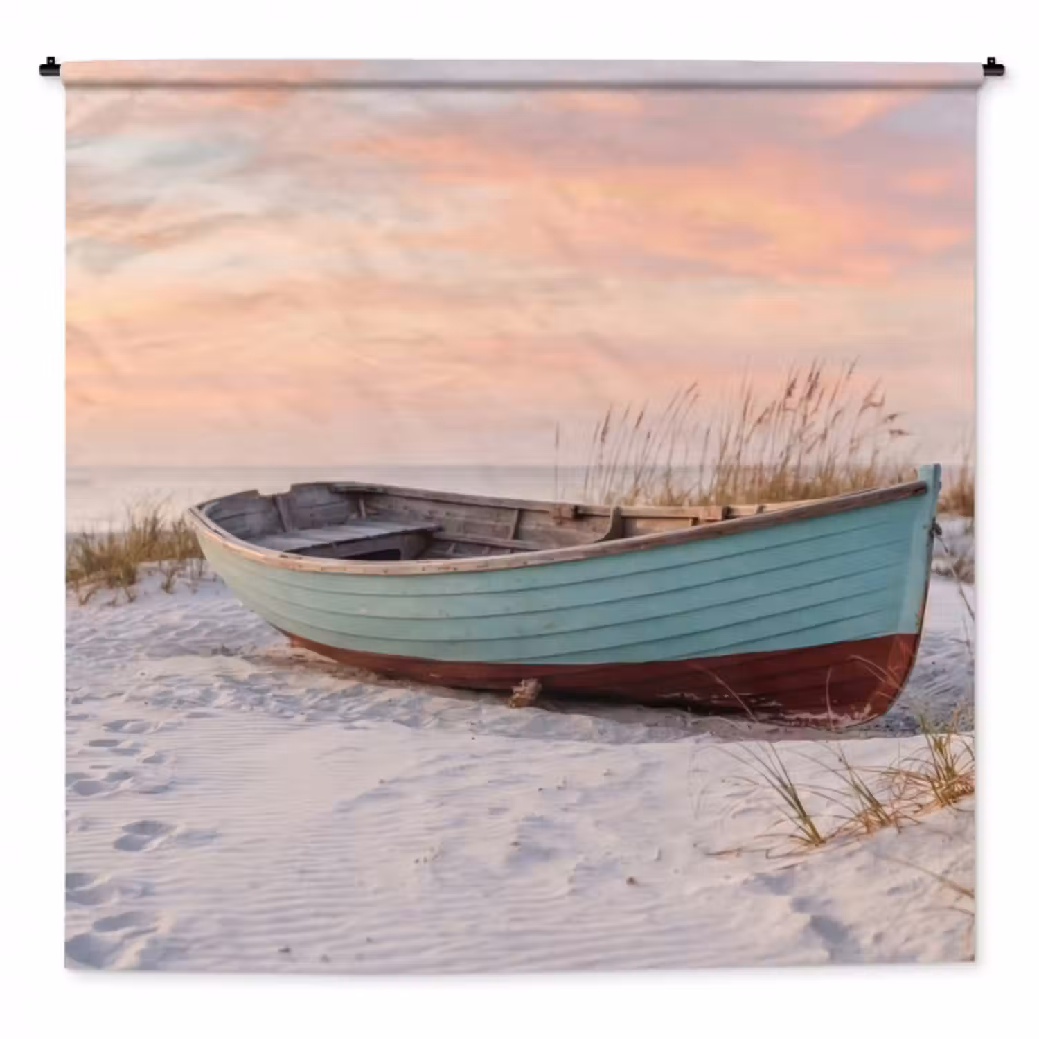 Wandteppich - Rustikal - Ruderboot - Sandstrand