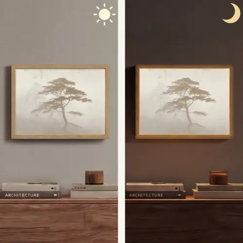 Boom - Oosterse stijl - Landschap Light Box met batterij (Wandlamp) middel -sfeer3