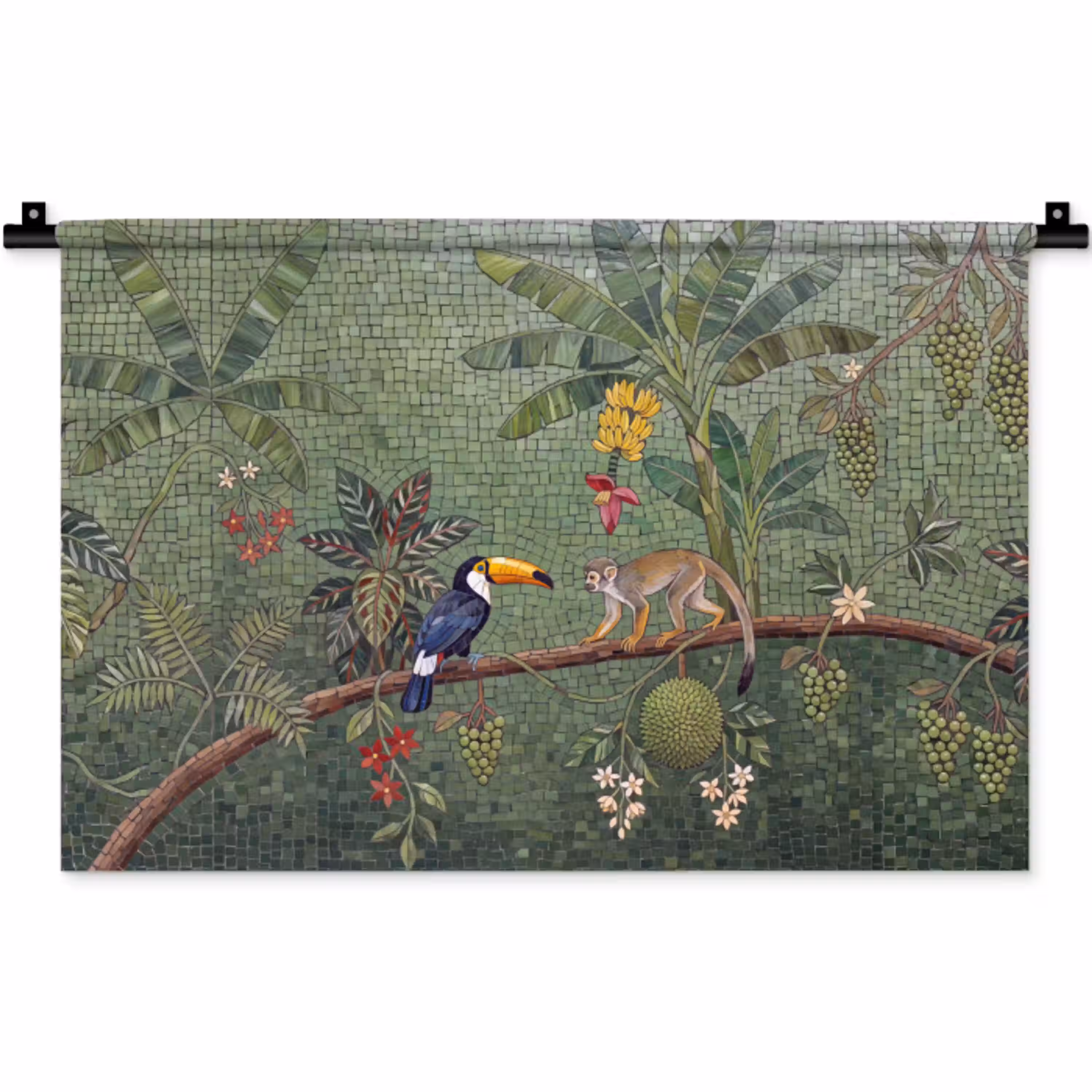 Vogel - Dier - Jungle - Mozaïek - Natuur Wandkleed katoen klein -zz3d