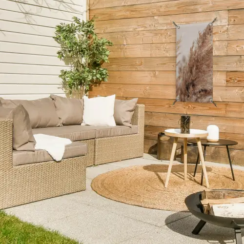 Gedroogd pampasgras dichtbij tuinposter los doek klein -sfeer4