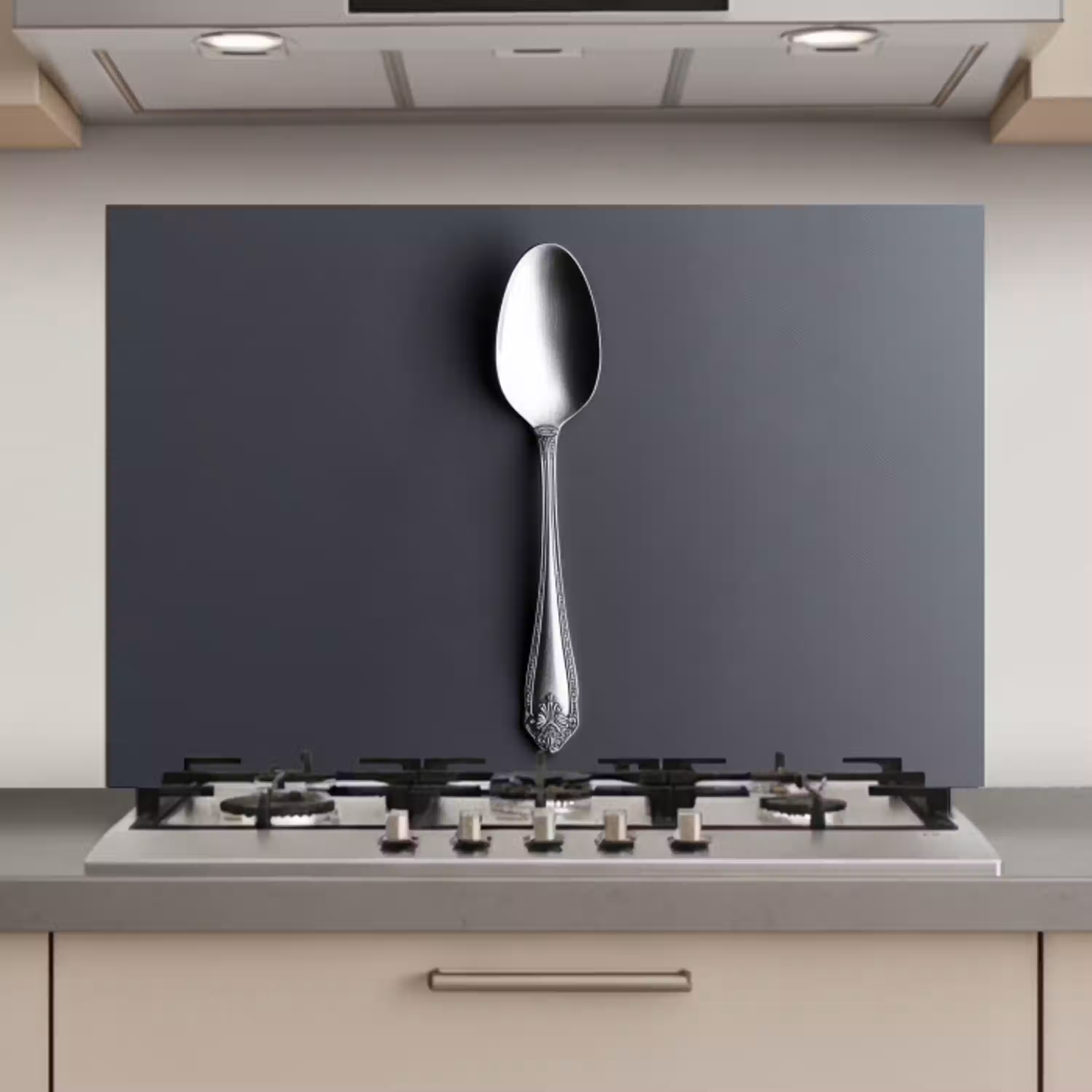 Zilver - Metaal - Lepel keuken achterwand spatscherm klein -3d_website