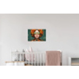 Portret - Vrouw - Kleurrijk - Expressief Muursticker klein -kinderkamer