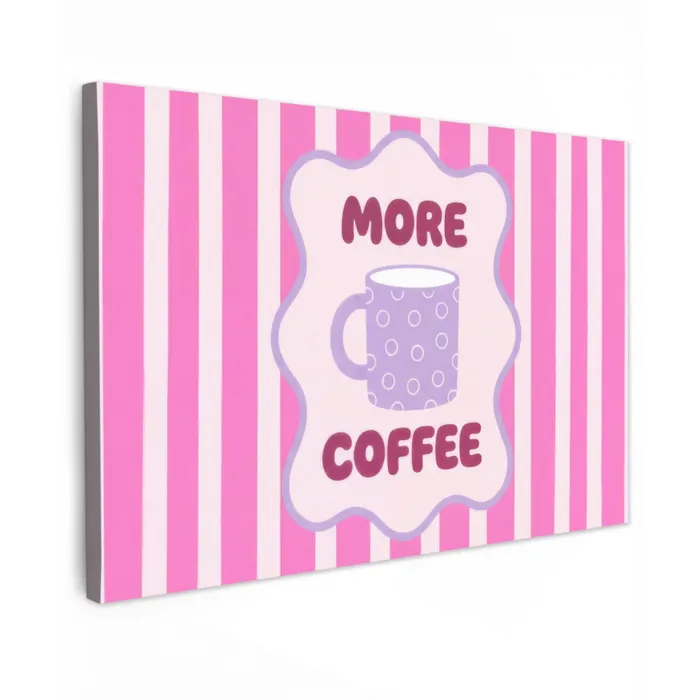More coffee - Roze - Paars - Strepen - Mok canvas 2cm klein -z3d