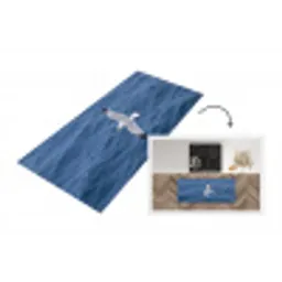 Zeemeeuw - Oceaan - Blauw Keukenloper - keukenmat middel -3d