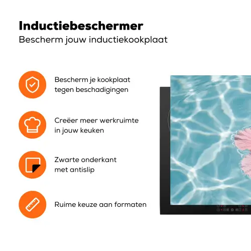 Hibiscus - Water - Roze Inductie beschermer vinyl 3mm klein -zzzzzzz-td-ups