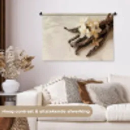 Vanille - Bloemen - Beige Wandkleed katoen middel -sfeer1