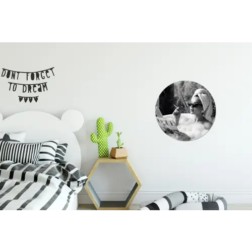Relaxt - Bad - Zwart - Wit Wandcirkel aluminium klein -kinderkamer