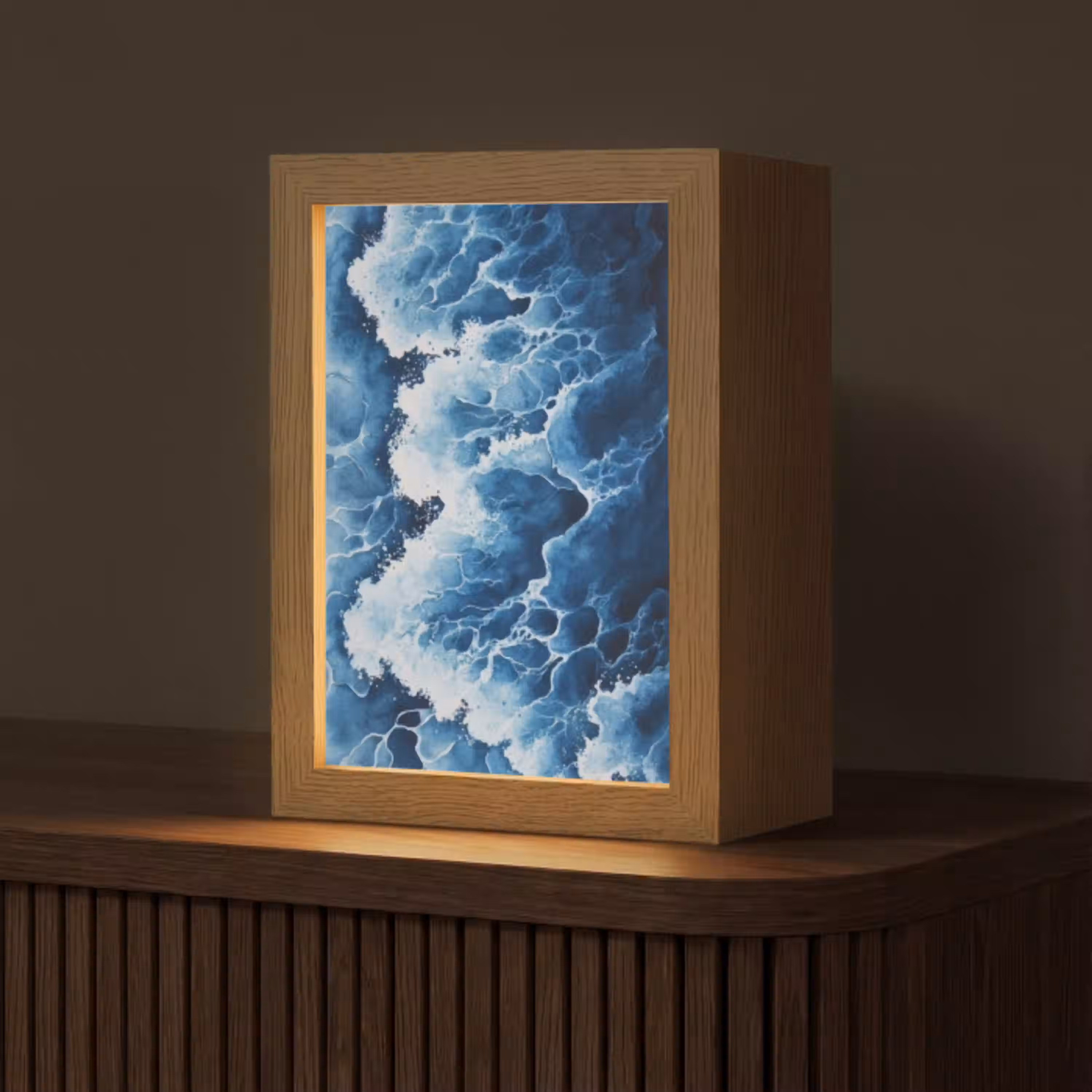 Golven - Blauw - Schuim Light Box met kabel (Tafellamp) klein -z3d_website