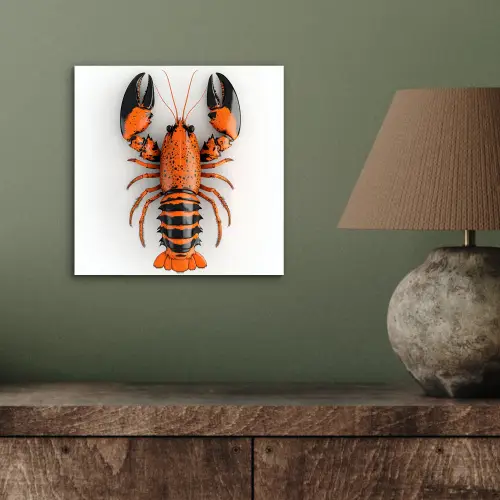 Kreeft - Zwart - Oranje - Wit - Uniek aluminium wit klein -sfeer2