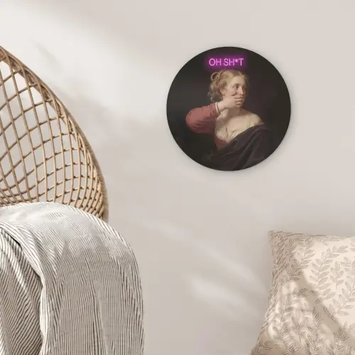 Quote - Neon - vrouw Akoestische PET Vilt - Rond klein -sfeer4
