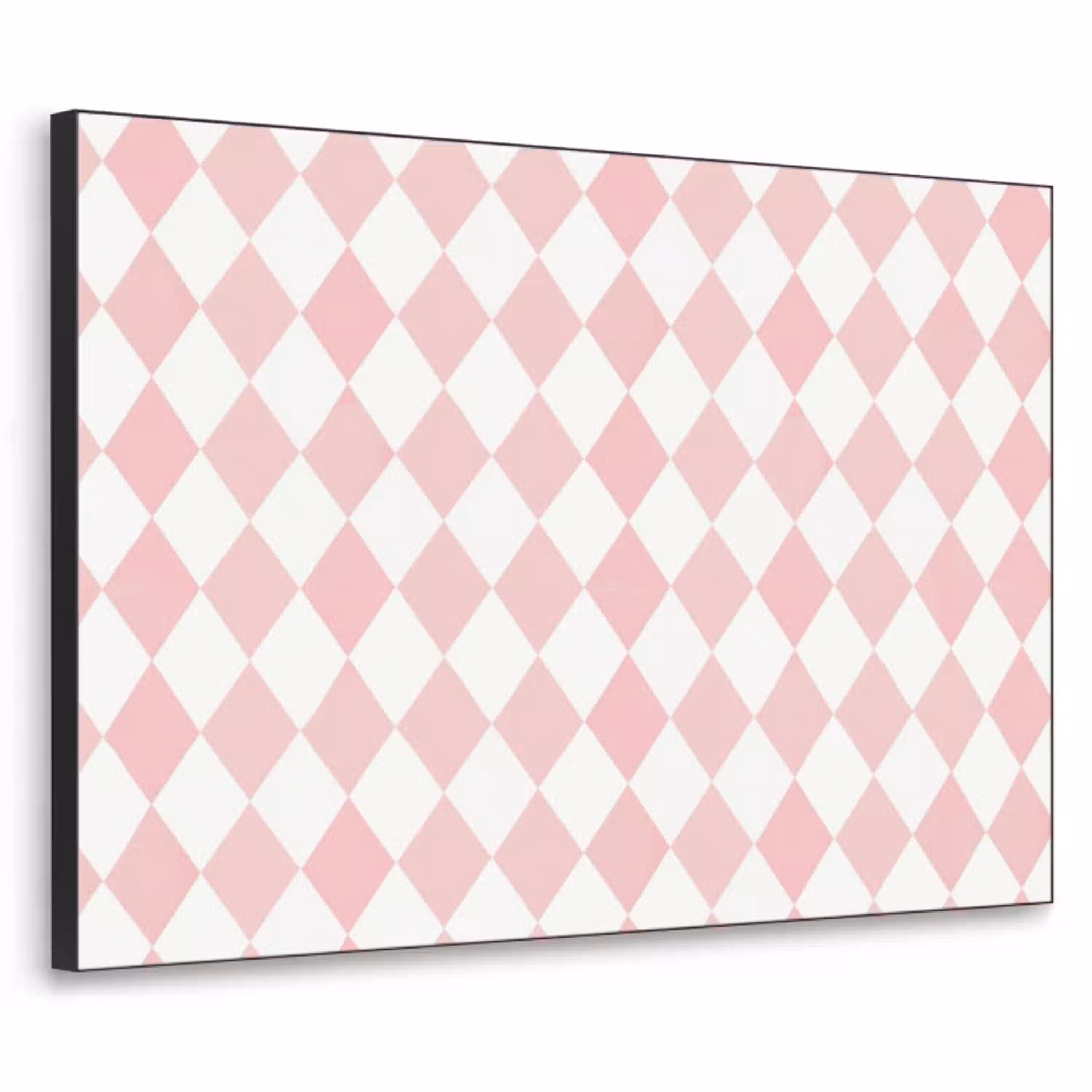 Lichtroze - Ruiten - Geometrisch - Patroon Textielframe zwart klein 947 -3d