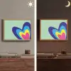 Hartjes - Kleurrijk - Valentijn Light Box met batterij (Wandlamp) middel -sfeer3