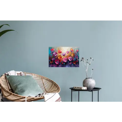 Bloemen - Botanisch - Kunst - Roze - Natuur Muursticker klein -plant