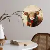 Kerst - Schotse Hooglander - Bruin - Krans Wandcirkel behangsticker klein -sfeer3