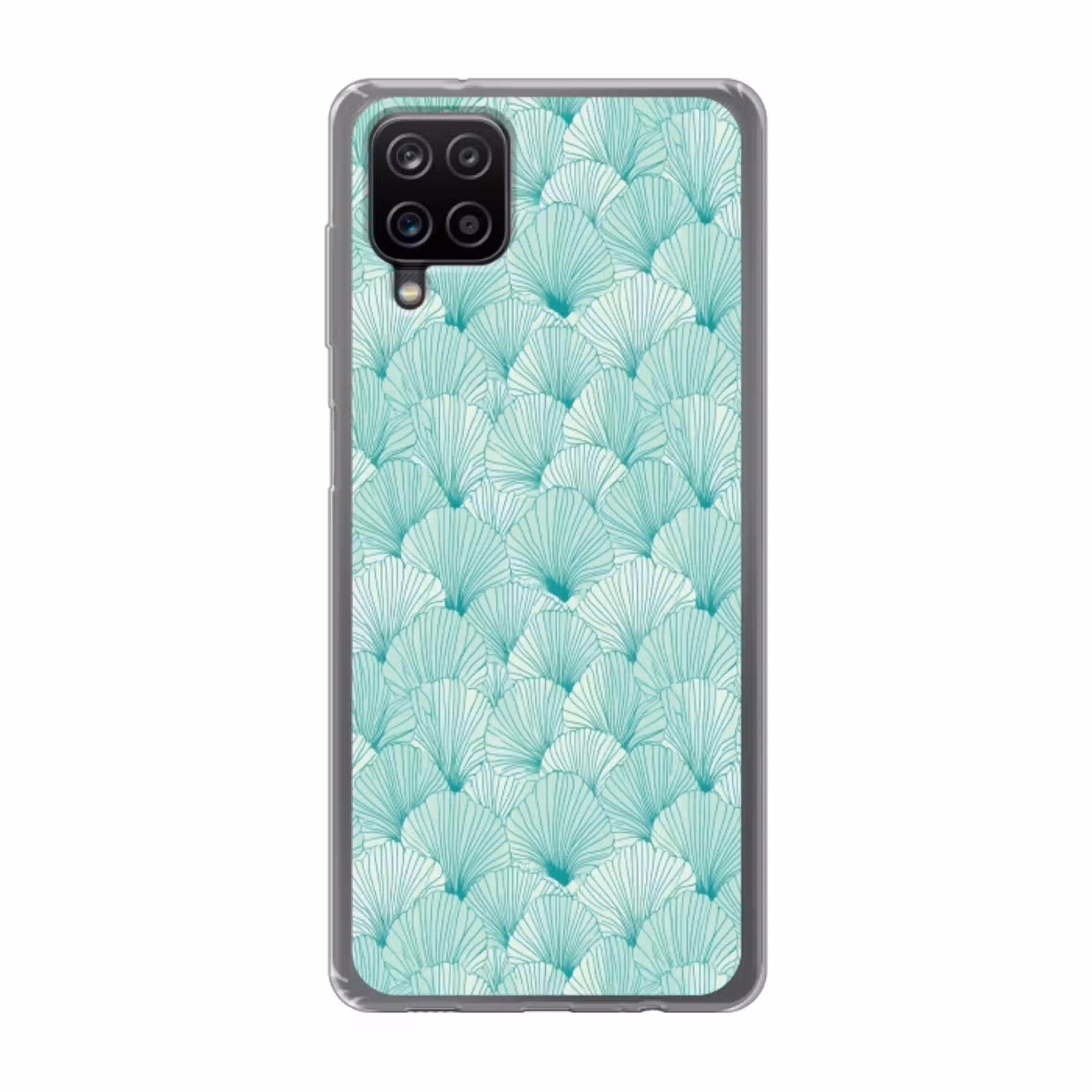 Groen - Wit - Ginko - Getekend - Textuur Telefoonhoesje Samsung Galaxy A12 klein 372 -3d