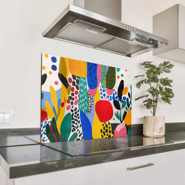 Spritzschutz Küche - Punkte - Formen - Modern - Farben