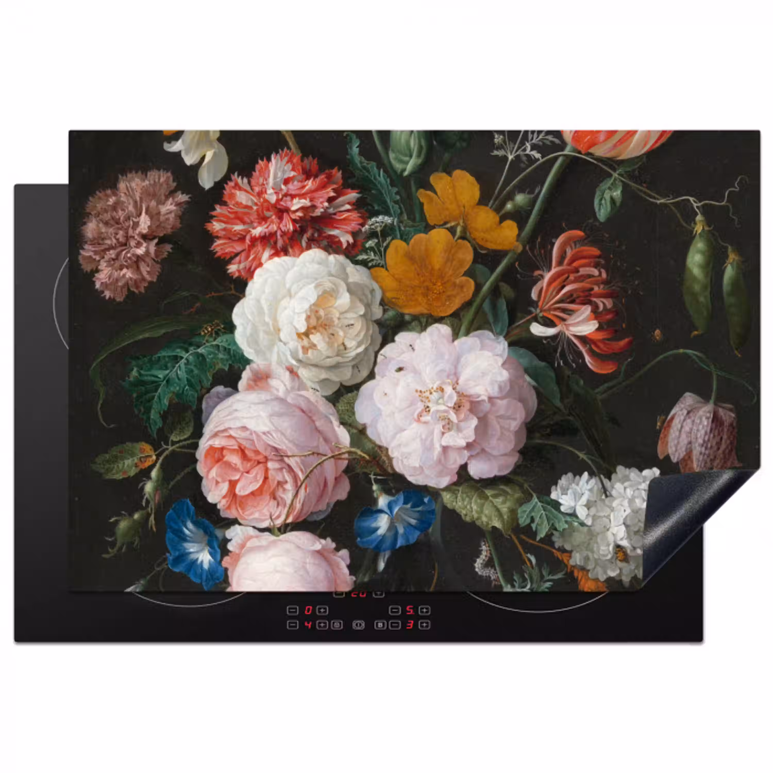 Stilleven met bloemen in een glazen vaas - Schilderij van Jan Davidsz. de Heem Inductie beschermer vinyl 3mm klein -3d