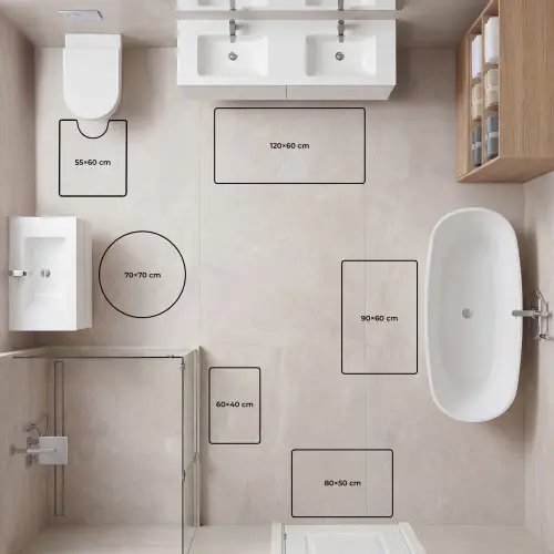 Swag - Bruin - Beige Badmat klein -USP_FormaatOverzicht