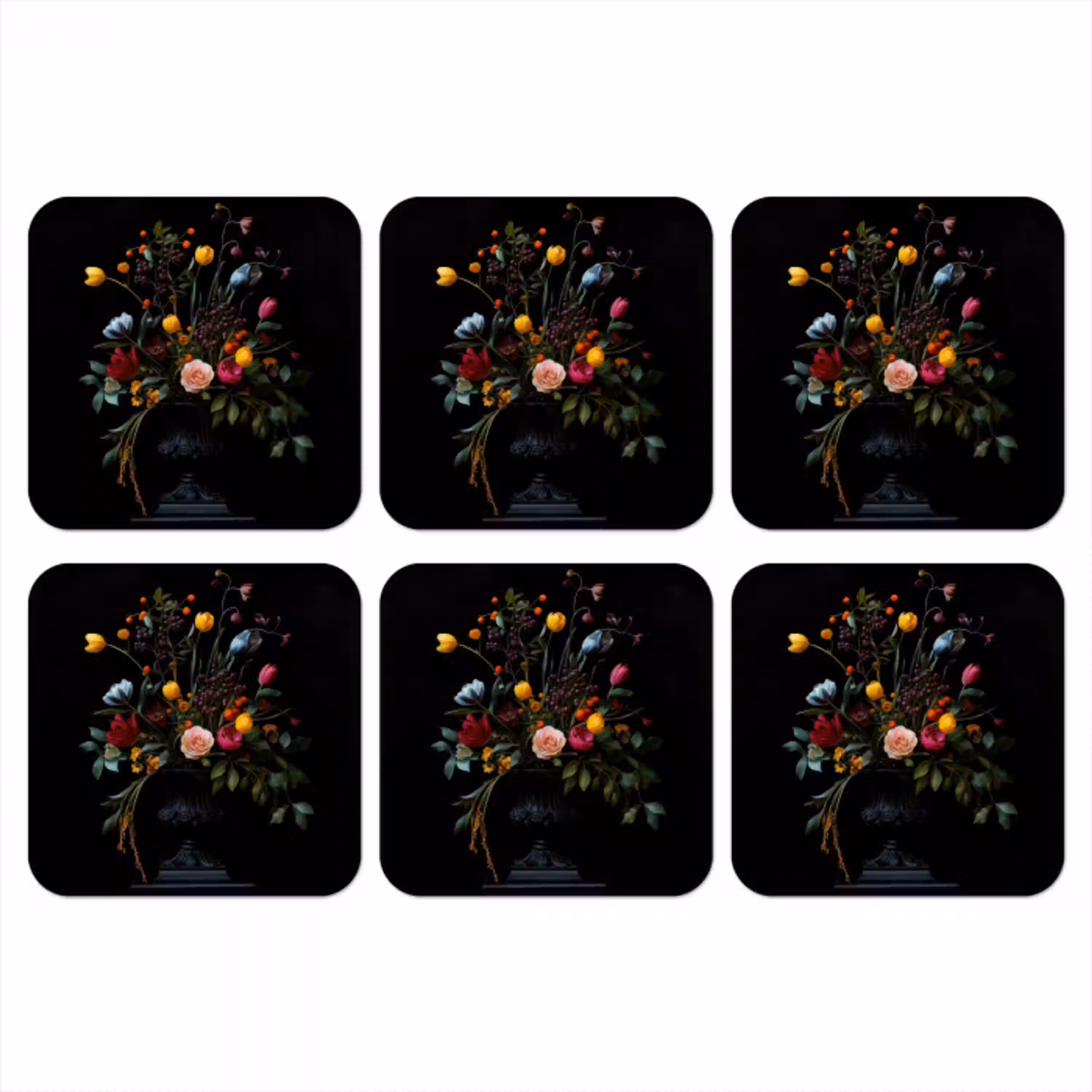Klassiek - Vaas - Boeket - Bloemen onderzetter kurk middel -3d