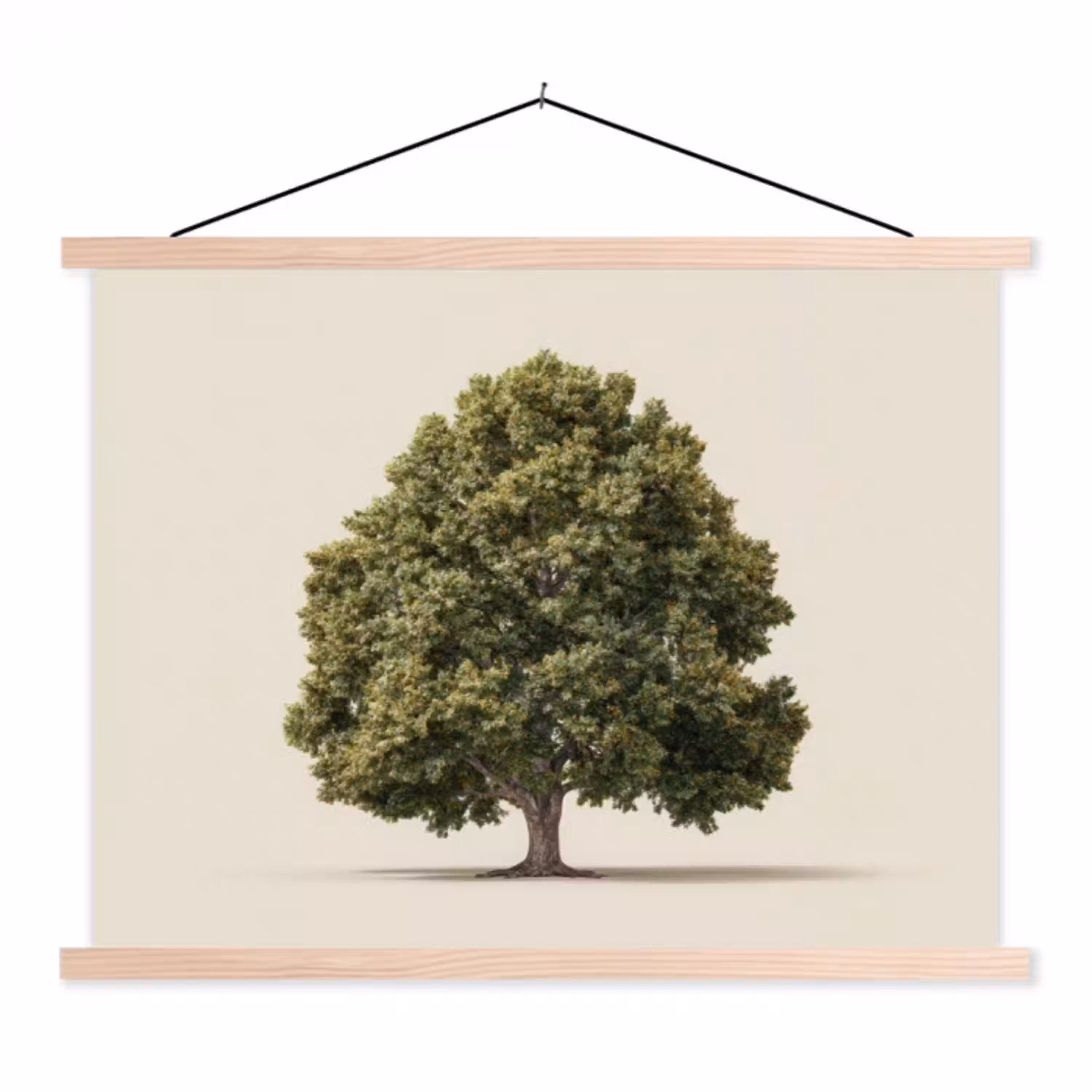 Eikenboom - Groen - Lichte achtergrond textielposter latten blank klein -3d