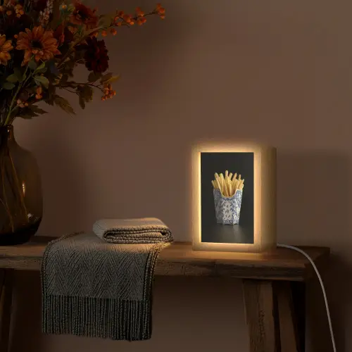 Friet - Porselein - Delfts blauw - Eten Light Box met kabel (Tafellamp) klein -sfeer4