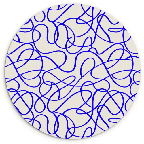 Patronen - Beige - Blauw - Lijnen Wandcirkel plexiglas klein 852 -3d