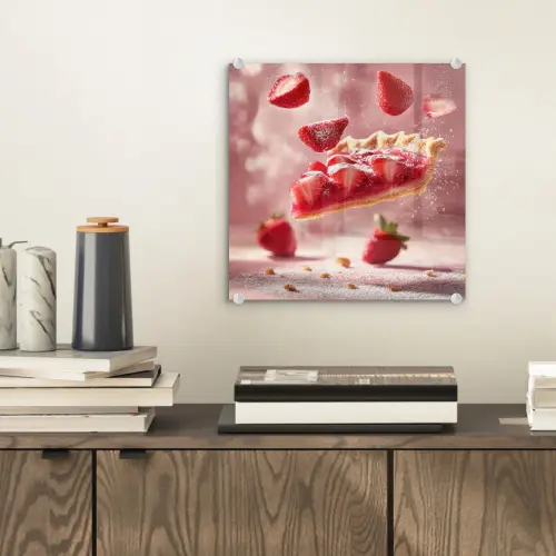 Aardbei - Taart- Eten - Roze plexiglas 5mm klein -sfeer1