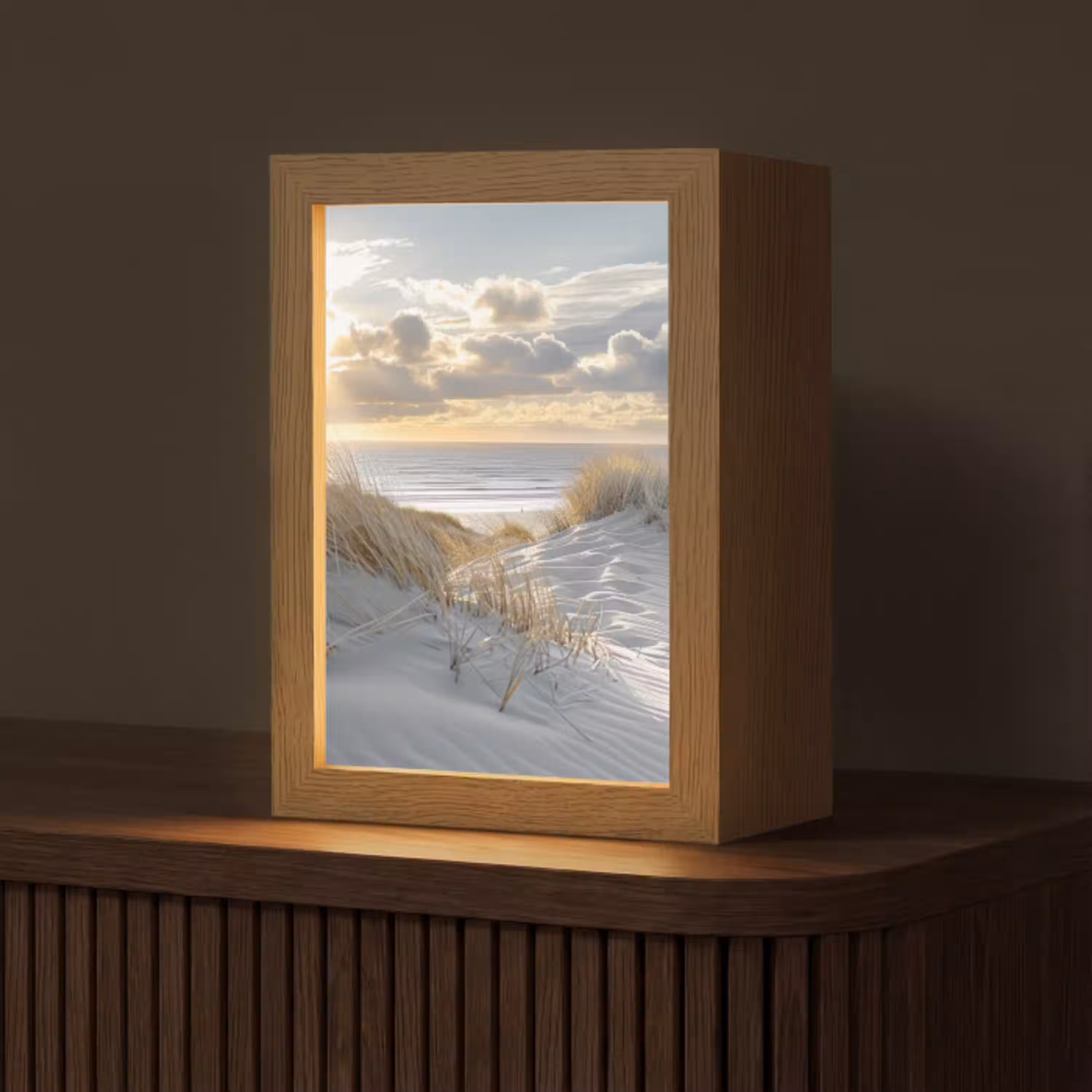 Zonsondergang - Duinen - Planten - Natuur - Strand Light Box met kabel (Tafellamp) klein -z3d_website