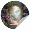 Doorkijk - Rozen - Vintage - Bloemen Wandcirkel behangsticker klein -3d
