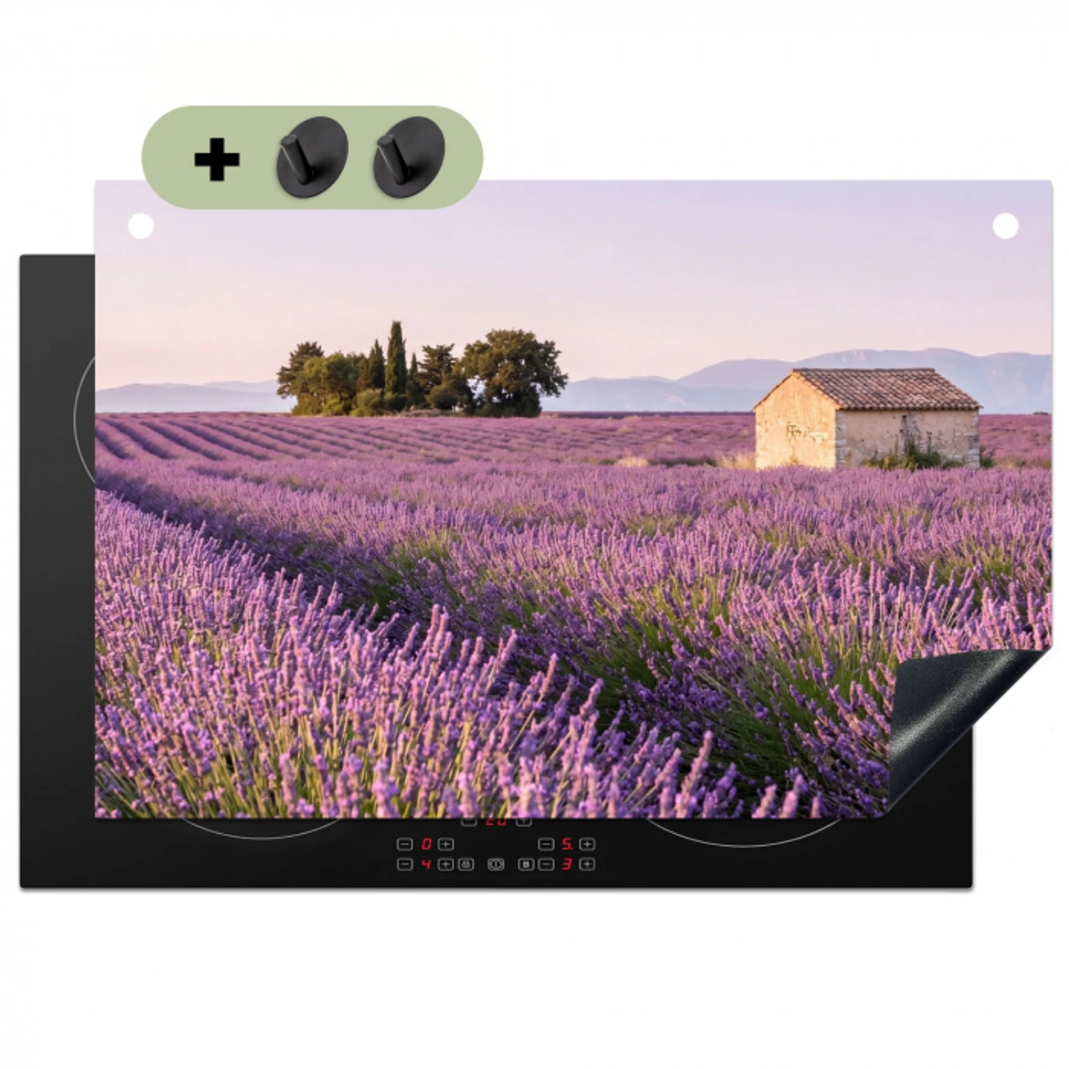 Lavendel - Landschap - Sereen - Paars Inductie beschemer met haakjes klein -3d