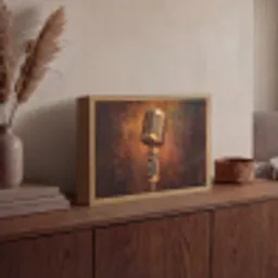 Microfoon - Bruin - Klassiek Light Box met batterij (Wandlamp) middel -sfeer2