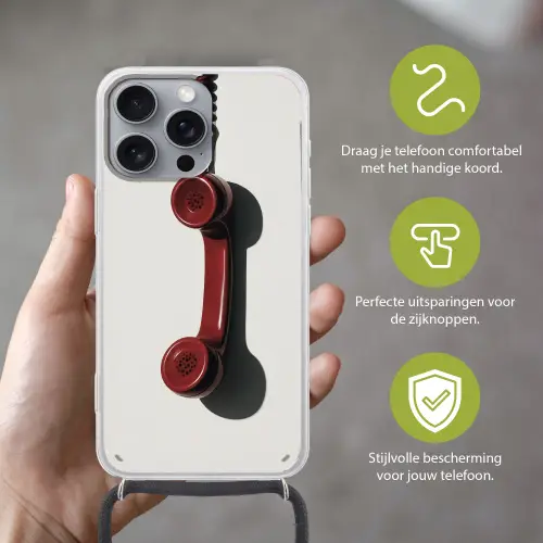 Telefoon - Koord - Rood - Minimalistisch Hoesje iPhone 16 Pro Max met koord klein -sfeer2_NL