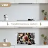 Meisje met de parel - Bloemen - Vermeer - Pastel - Kunstwerk - Schilderij - Oude meesters keuken achterwand spatscherm klein -voor_na_NL