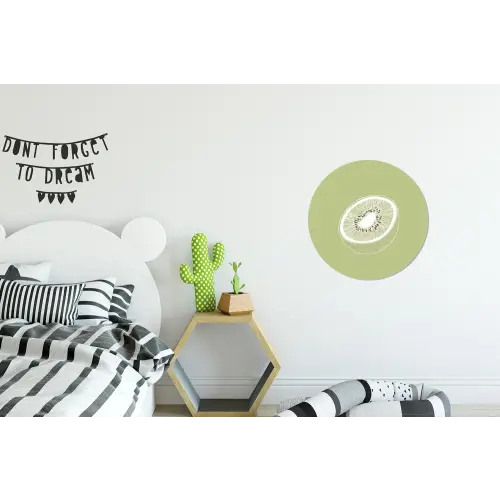 Kiwi - Lijntekening - Minimalistisch - Groen Wandcirkel aluminium klein -kinderkamer