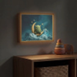 Monster - Groen - Maan - Wolken Light Box met batterij (Wandlamp kind) middel -sfeer5_kind