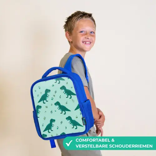 Donkergroen - Dinosaurussen - Afdrukken - Bladeren Kinderrugzak - Blauw middel -sfeer3_NL