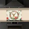 Kerstkrans - Hert - Hulst - Rood keuken achterwand spatscherm klein -sfeer1