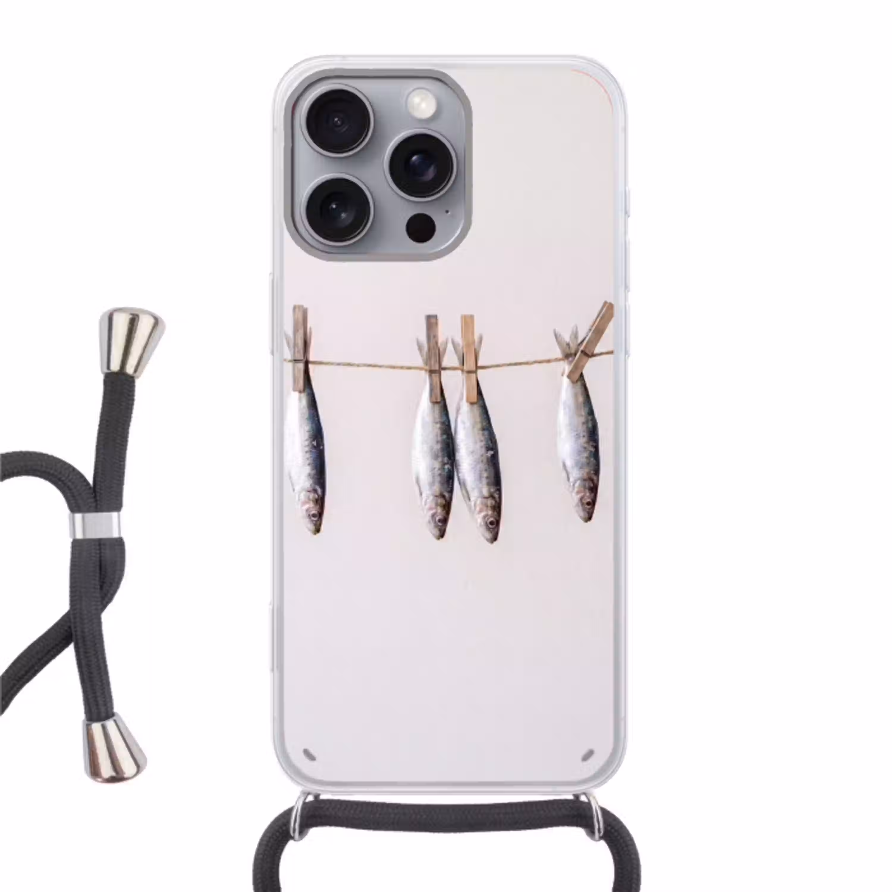 Vis - Hangend - Eten Hoesje iPhone 16 Pro Max met koord klein -3d