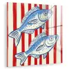 Vissen - Verticale strepen - Blauw - Rood plexiglas 5mm klein -zzzproduct_nieuw